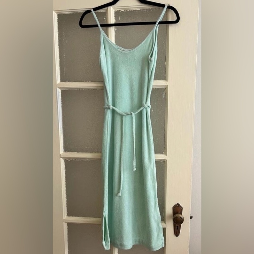 Vintage 70s 80s Aqua Terry Cloth Sundress